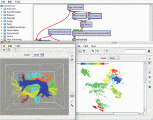 Employing 2D projections for fast visual exploration of large fiber tracking data